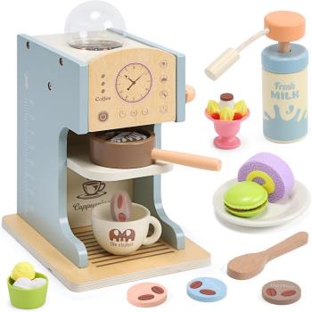 【盒損福利品】CUTE STONE 木製美式研磨咖啡機廚房切切樂套裝玩具組