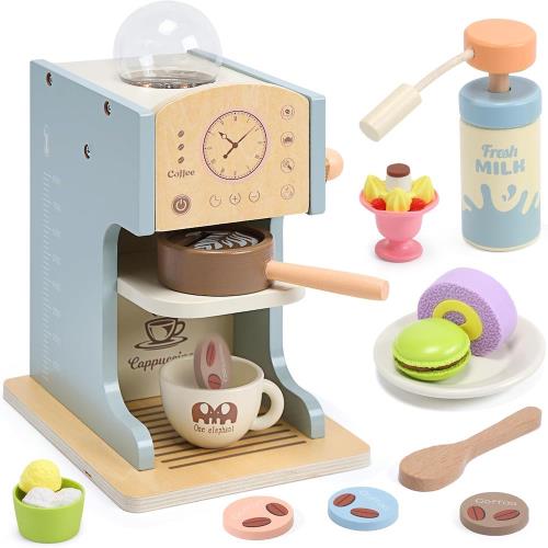 【盒損福利品】CUTE STONE 木製美式研磨咖啡機廚房切切樂套裝玩具組