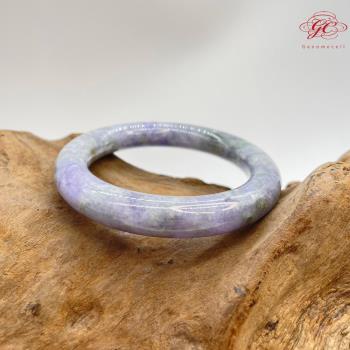【肌容雪】天然緬甸A貨紫飄綠花翡翠手鐲 編號585 (鐲寬56.5mm #18號)