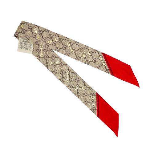 Gucci 印花真絲領結(663719-烏木/紅)
