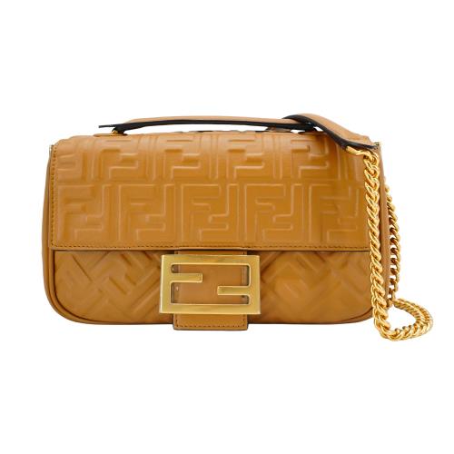 Fendi 展示品 Baguette 羊皮肩背/斜背二用包(8BR793-棕)