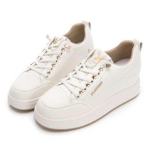 【PLAYBOY】八星好評7cm內增高厚底鞋-PY1067白杏