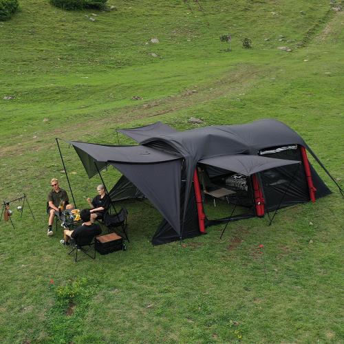 Aerogogo｜一鍵充氣黑翼隧道帳 大空間8分鐘快速搭建 (附贈GIGA PUMP80充氣幫浦)