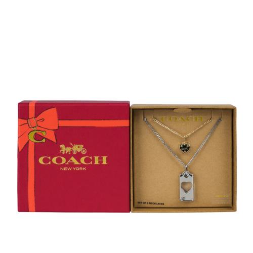 COACH 愛心吊牌造型項鍊組(金色/銀色)