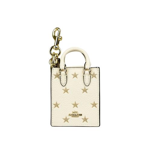 COACH 星星圖案迷你琴譜包造型吊飾/鑰匙圈(白色)