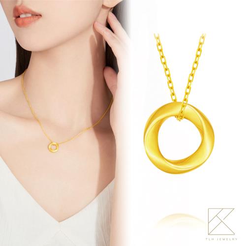 【TLH】黃金墜項鍊 純金999 莫比烏斯環 約重0.04錢±0.02