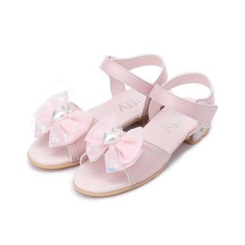 MIFFY 皇冠愛心蝴蝶結涼鞋 粉 中大童鞋 鞋全家福
