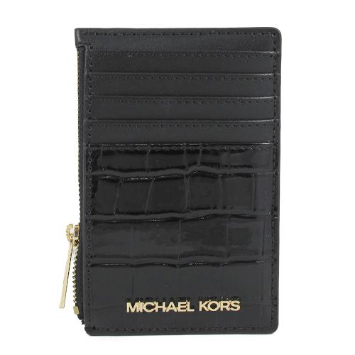 MICHAEL KORS  JET SET TRAVEL金字LOGO黑色壓紋多層卡片包