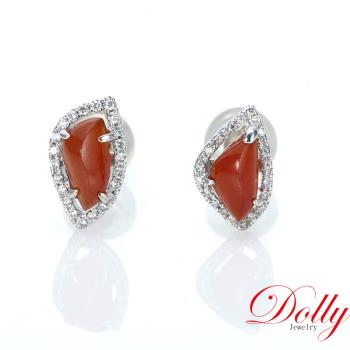 Dolly 14K金 緬甸冰種A貨紅翡鑽石耳環