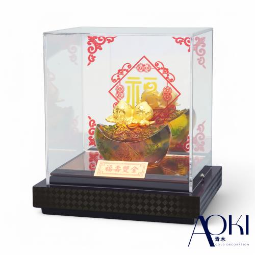 【AOKI青木】純金9999黃金擺件福祿雙全 雙桃 金重0.20錢 (開運招財 生日 開業 送禮)