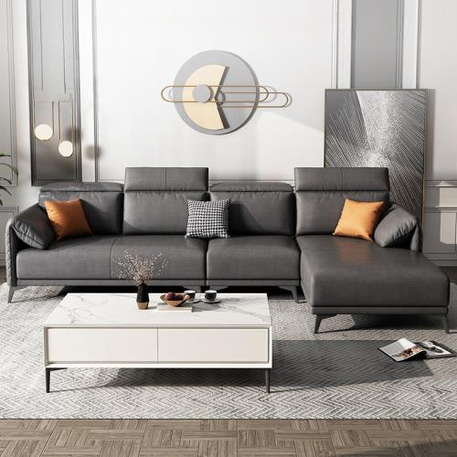 IDEA  維納義式飽滿四人座沙發加腳凳/科技布沙發(五段式調整頭靠)