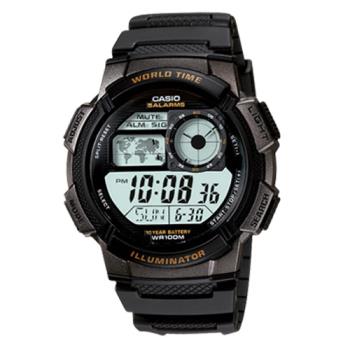 【CASIO 卡西歐】運動電子錶 中性錶 經典黑 防水100米 世界時間 AE-1000W (AE-1000W-1A)