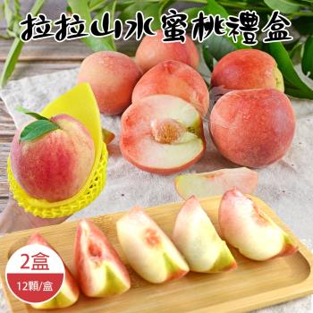 【禾鴻】拉拉山水蜜桃禮盒12顆x2盒(1.3kg/盒 5月桃 媽媽桃)