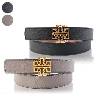 TORY BURCH 金屬鏤空LOGO防刮雙面用窄版皮帶-(新款任選)