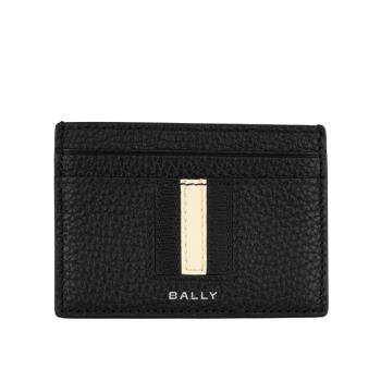 BALLY Ribbon 黑白條紋牛皮4卡卡片夾/名片夾(黑色)