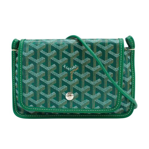 Goyard Plumet 翻蓋帆布扁斜背包(綠)