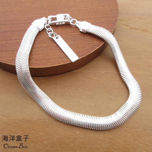 【海洋盒子】義大利經典質感軟蛇925純銀手鍊《附贈禮盒》