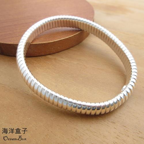 【海洋盒子】14.65g。經典質感軟蛇微彈性925純銀手環《附贈禮盒》