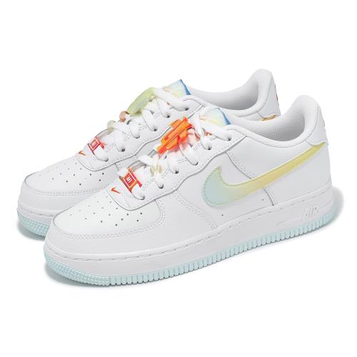 Nike 休閒鞋 Air Force 1 LV8 GS 大童 女鞋 白 橘 夏威夷 漸層 AF1 IB8890-191