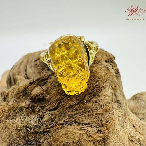 【肌容雪】黃琥珀可調節戒指 編號B96