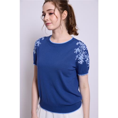 QWI精繡撞色圖騰針織上衣3入(L/2L)