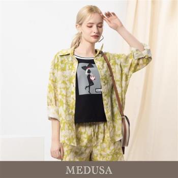 現貨【MEDUSA 曼度莎】綠意暈染亞麻 oversized 襯衫上衣（F）｜女休閒上衣 涼感穿搭 防曬外套