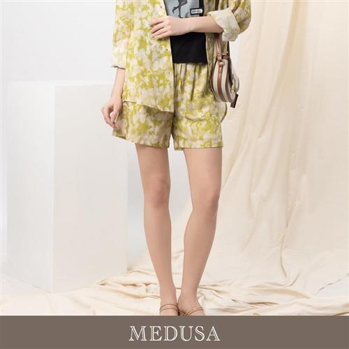 現貨【MEDUSA 曼度莎】綠意暈染亞麻休閒短褲（M-XL）｜女短褲 涼感穿搭 亞麻褲
