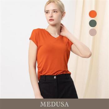 現貨【MEDUSA 曼度莎】輕柔V領嫘縈休閒上衣 - 3色（M-XL）｜女休閒上衣 女短袖上衣 修身上衣