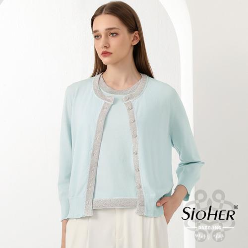 SiOHER D. 韓國珍珠銀邊針織外套