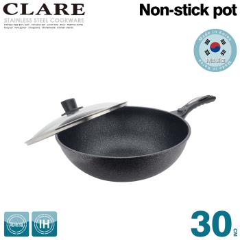 【CLARE可蕾爾】韓式不沾炒鍋30CM(附蓋)