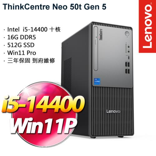 Lenovo 聯想 ThinkCentre neo 50t 商用桌機 i5-14400/16G/PCIe 512G SSD/W11P/三年保