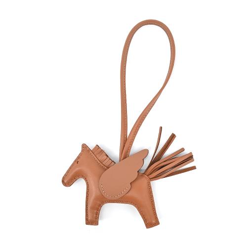 Hermes 愛馬仕 Rodeo PM小羊皮限量小飛馬吊飾(小/金棕)