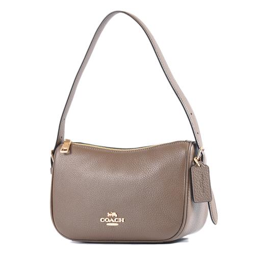 COACH Kailey 荔枝紋肩背/斜背二用包-可可色