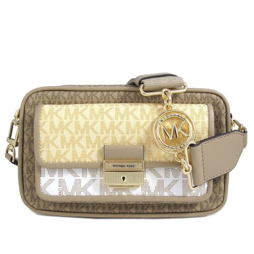 MICHAEL KORS MK LOGO 前口袋斜背包(卡黃色)