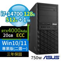 ASUS華碩W680商用工作站i7-14700/128G/512G+1TB/4000Ada/Win10/Win11 Pro專業版/750W/三年保固