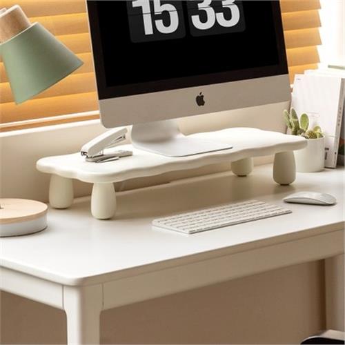 [hoi!]源氏木語奶油風實木桌面置物架/電腦增高架0.6M Y211Z01