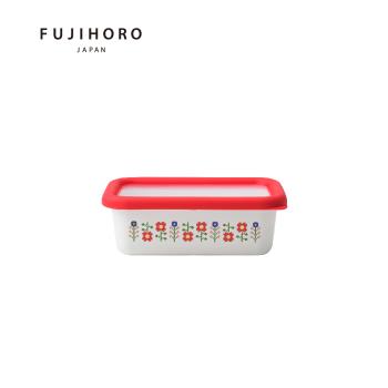 【FUJIHORO 富士琺瑯】MYSA北歐花田-琺瑯烘焙保鮮盒(附蓋) S-450ml(淺型)