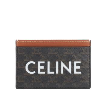 CELINE TRIOMPHE Logo 印花名片/卡片夾(焦糖色)