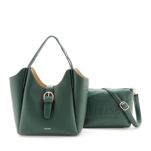 FIRANO-皮帶翻蓋手提包和單肩包子母包套裝組(森林綠)