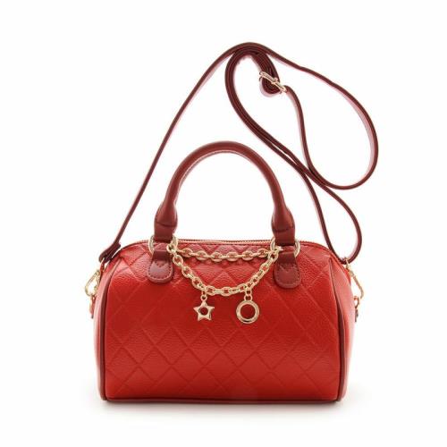 FIRANO-鍊帶配飾絎縫手提/斜背兩用包(深紅色)