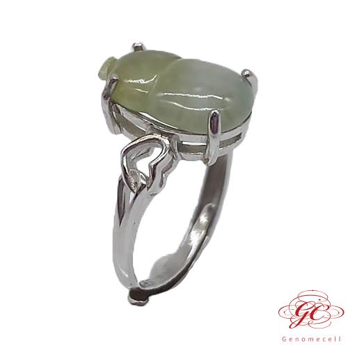 【肌容雪】天然緬甸A貨冰糖雪梨翡翠胡蘆造型戒指 編號648