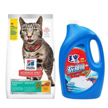Hills 希爾思 完美體重 成貓飼料) 雞肉 6.8公斤 + 毛寶 衣領精(2000g)