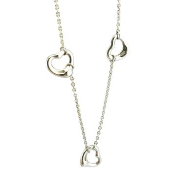 九八成新展示品半價出清--TIFFANY 925純銀三個Open Heart墜飾造型項鍊