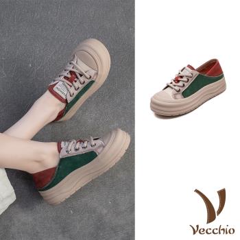 【VECCHIO】真皮兩穿撞色厚底休閒鞋/真皮頭層牛皮兩穿法設計繽紛撞色厚底休閒鞋 女鞋 紅