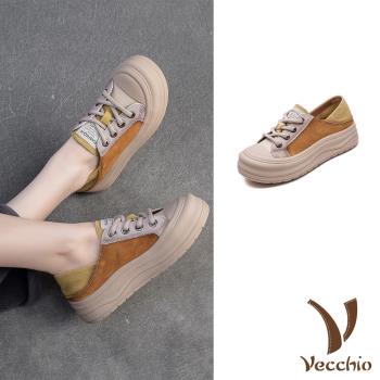 【VECCHIO】真皮兩穿撞色厚底休閒鞋/真皮頭層牛皮兩穿法設計繽紛撞色厚底休閒鞋 女鞋 黃