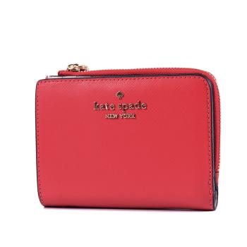 KATE SPADE Madison L型拉鍊袋防刮釦式短夾-紅色