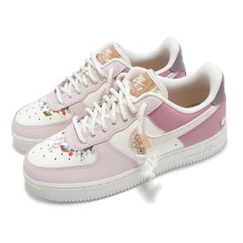 Nike 休閒鞋 Wmns Air Force 1 07 LX 女鞋 粉紅 蘑菇 刺繡 AF1 IB8874-111