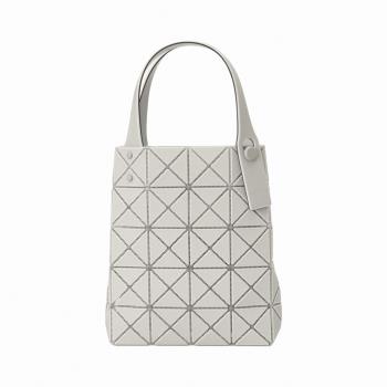 ISSEY MIYAKE 三宅一生-BAOBAO 皮質幾何方格4x5直式小手提包(奶油米)霧面