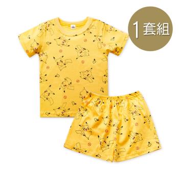 【ONEDER】 寶可夢 皮卡丘純棉兒童短袖套裝 居家睡衣 -110cm~140cm-1件組