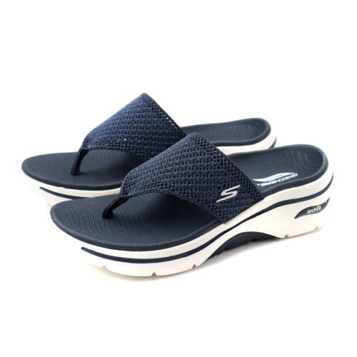 SKECHERS Archfit 戶外夾腳拖 人字拖 乾爽透氣 深藍色 女鞋 140861NVY no933